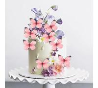50Pcs Butterfly Cake Topper Pink Butterfly Cake Decorations Small Butterflies Cupcake Topper for Wedding Baby Shower Birthday Cake Decorations