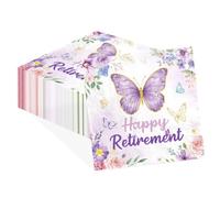 50Pcs Butterfly Paper Napkins 6.5 x 6.5 inch 3Ply Retirement Dinner Napkins | Disposable Absorbent Purple Butterfly Happy Retirement Luncheon Napkins for Women Retired Going Away Farewell Party Decor