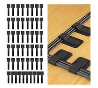 50PCS Cable Management Under Desk, Self Adhesive Cord Tidy Clips Straps, Reusable Wire Organizer Adjustable Sticky-Back Hook and Loop lead Ties line Keepers for Wall TV PC Laptop Desktop Ethernet
