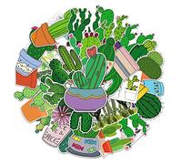50PCS Cactus Stickers Pack Waterproof Vinyl Decals Sage Green Plant for Laptops Water Bottles Nursery Decor Fun Botanical Designs for Plant Lovers Kids Crafts