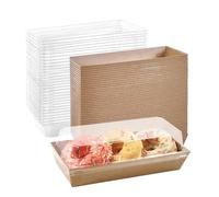 50PCS Cake Slice Boxes with Clear Lids, Oil-Proof Paper Swiss Roll Cake Carrier for Sandwich Cookies, Food Containers Cupcake Boxes Takeaway Boxes (Rectangle)