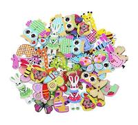 50pcs Cartoon Animals 2 Hole Wooden Buttons DIY Sewing Craft Scrapbooking Mixed Color Durability
