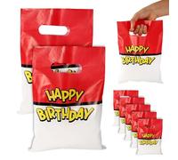 50pcs Cartoon Animation Gift Bags,Red and White Cartoon Animation Theme Goodie Bags with Handle Party Treat Wrapper Favors for Candy Snack Birthday Party