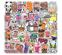 50Pcs Cartoon Beverage Stickers, Trendy Summer Bubble Milk Tea Flavored Drink Animal Sticker Pack, Cute Vinyl Waterproof Decals for Kids Teens, Party Favors for Water Bottle Laptop Phone