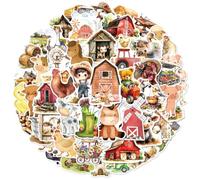 50PCS Cartoon Farm Stickers for Skateboard,Computer,Bicycle,Scrapbook,Laptop,Luggage,Water Bottle,Cute Farm Animal Plant Waterproof Vinyl Decals,Girls Adults Sticker, Aesthetic Graffiti Decals