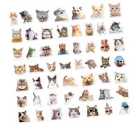 50pcs Cartoon Kitten Stickers Removable PVC Stickers Journaling Notebook Phone Cover Laptop Art Craft PVC Adhesive Labels