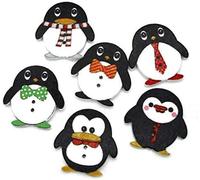 50Pcs Cartoon Penguin Decorative Wooden Buttons,Painted Buttons with 2 Holes for Crafting, Hand Paiting,DIY Craft Scrapbooking Cards Decoration Accessory Buttons