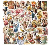 50Pcs Cartoon Retro Sticker Bottle Tag Cool Trendy Vinyl Sticker, Halloween Decals,Retro Aesthetic Party Gift Stickers for Kids Teens Adults