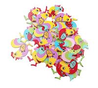 50Pcs Cartoon Rooster Chicken Wooden Buttons 2 Holes DIY Sewing Scrapbook Decor - Random Color