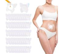 50pcs Castor Oil Pack Wrap for Belly Button, Self-Adhesive Castor Belly Button Wrap Pads Highly Absorbent Spunlace Cloth Oil-Proof Organic Compress Patches (Butterfly)