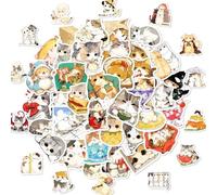 50PCS Cat Stickers for Kids Boys Teens, Waterproof Vinyl Kawaii Hand-Drawn Cat Stickers for Laptop Water Bottle Scrapbook Phone Cases Luggage Bike Decor