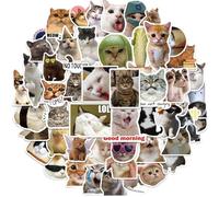 50Pcs Cats Sticker for Water Bottle Laptop Pen Case Cartoon Animal Motivational for Children Teacher Creative Sticker for Kids