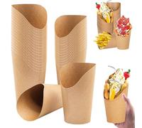 50pcs Charcuterie Cups,Chips Paper Holder,French Fries Holder,12oz,Kraft Paper Cups for Chips,Fruit Skewers, Popcorn, Ice Cream,Egg Puff Waffle