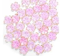50Pcs Cherry Blossom Acrylic Flower Beads, 5-Petal Acrylic Spacer Beads Mini Floral Spacer Beads for Jewelry Making for Making DIY Craft, Jewelry Charms, Bracelets, Necklaces, Earrings