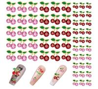 50PCS Cherry Nail Charms, Red/Pink 3D Cherry Nail Charms, 2 Sizes Fruit Nails Charm, Cherries Rhinestones Nails Accessories for Women and Girls, Nail-Art Shiny Gems for Nail-Design and DIY Crafts