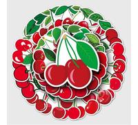 50Pcs Cherry Stickers Laptop Car Scrapbook Phone Skateboard Suitcase Luggage Bike Cherry Bomb Stickers Vinyl Waterproof Aesthetic Personalised Decals for Teens Boys Girls Adults Children