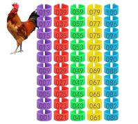 50Pcs Chicken Leg Rings, Reusable Clip On Poultry Leg Bands with Numbers, Birds Identification Rings for Chickens, Ducks, Geese and Fighting Cocks, 16mm, 5 Colors