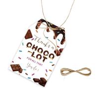 50pcs Chocolate Thank You Tags, Choco-Lot For all You Do Gift Tag with String for Grad Party, Thank You Paper Tags for Teacher Staff Birthday/Teacher Appreciation Party Favors