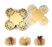 50Pcs Chocolate Truffle Cases, Gold Foil Rose Pattern Sweets Chocolate Wrapping Paper Mini Homemade Dessert Cases for Easter, Valentines Day, Wedding, Birthday, Baby Shower Party, Valentine