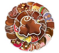 50Pcs ChocolateWaterproof Vinyl Decals for Water Bottles Laptop Luggage Cup Computer Mobile Phone Skateboard Cartoon Cute Chocolate Stickers Pack Stickers for Kids,Toddlers,Teens,Girls