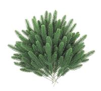 50pcs Christmas Artificial Pine Branches, 10.2 Inch Artificial Pine Leaves Faux Pine Tree Branches Christmas Artificial Plants Faux Pine Sprigs for DIY Wreath Crafts Making Home Decorations
