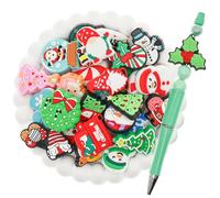 50PCS Christmas Focal Beads for pens, Not Duplicated Pencil Beads for DIY Beadable Pen Keychain Bracelet Lanyard Making Kit