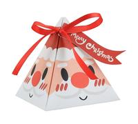 50pcs Christmas Goody Boxes, 3.1x2.9 Pre-Assembled Triangle Packing Boxes - Snowman, Santa Claus, Reindeer Styles - Merry Christmas Cookie Gift Box for Candy, Chocolates (Cc)