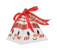 50pcs Christmas Goody Boxes, 3.1x2.9 Pre-Assembled Triangle Packing Boxes - Snowman, Santa Claus, Reindeer Styles - Merry Christmas Cookie Gift Box for Candy, Chocolates (Bb)