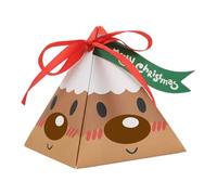 50pcs Christmas Goody Boxes, 3.1x2.9 Pre-Assembled Triangle Packing Boxes - Snowman, Santa Claus, Reindeer Styles - Merry Christmas Cookie Gift Box for Candy, Chocolates (Aa)