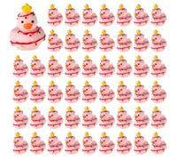 50pcs Christmas Light Ducks, Mini Christmas Resin Ducks Miniature Garden Decor Pink Christmas Duck for Christmas Party Favor Micro Landscape Ornament Home Decor