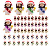 50Pcs Christmas Mini Jesus Figures, Jesus Love You with Santa hats Mini Rubber Toys, Tiny Jesus Figures for Hide and Seek, Religious Party Favors, Sunday School Baptism Gifts, Easter Egg Stuffers