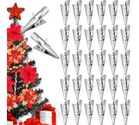 50pcs Christmas Ornament Clips Iron Adornment Clamps for Home Decor | Silver Metal, Spring Loaded Teeth, Quick Attachment for Wreath Frames, Mantel Garland and Festival Scenes