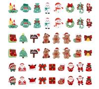 50pcs Christmas Ornaments, Resin Mini Christmas Figurines Xmas Ornaments Charms Decoration for Craft Making Ornament Scrapbooking DIY