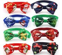 50PCS Christmas Pet Collar, 20-38cm Adjustable Dog Cat Collar Christmas Bow Tie Necktie for Most Pets