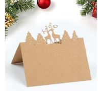 50Pcs Christmas Place Cards - Elk Kraft Xmas Table Name Cards for Wedding Party Decoration