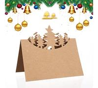 50Pcs Christmas Place Cards for Table, Christmas Name Place Cards for Table Christmas, Snowflake Table Name Cards, Kraft Xmas Table Cards Christmas Table Setting Seat Card for Wedding Party Decoration