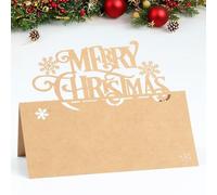 50Pcs Christmas Place Cards for Table, Merry Christmas Name Place Cards for Table Christmas, Kraft Table Name Cards Xmas Table Cards Christmas Table Settings Seat Cards for Wedding Party Decoration