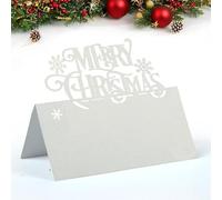 50Pcs Christmas Place Cards for Table, Merry Christmas Name Place Cards for Table Christmas, White Table Name Cards Xmas Table Cards Christmas Table Settings Seat Cards for Wedding Party Decoration