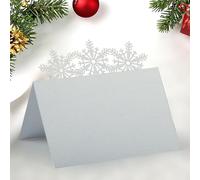 50Pcs Christmas Place Cards - Snowflake & White Xmas Table Cards for Wedding, Party Decoration