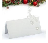 50Pcs Christmas Place Cards - White Xmas Table Cards for Wedding Party Decoration