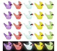 50Pcs Christmas Resin Cardinal Luminous Model in Five Colors, Miniature Christmas Decorations Supplies Cardinal, Xmas Ornaments Gifts Suitable for Holiday Crafts or Dessert Decor Bird Figurines