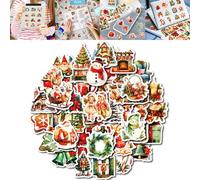 50PCS Christmas Stickers for Kids Adults Handmade Craft - Waterproof Vinyl Stickers for Scrapbooking, Laptop Tags, Luggage Labels, Water Bottle Decoration Gift, Merry Christmas Stamp, Football Wall