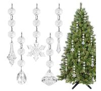 50Pcs Christmas Tree Ornaments Crystal Hanging Pendant, Acrylic Crystal Snowflakes Ornaments Clear Diamond Hanging Decorations for Xmas Wedding Festival Party Winter Theme
