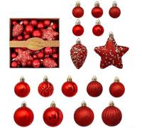 50PCS Christmas Tree Ornaments Plastic Assorted Decorations Red