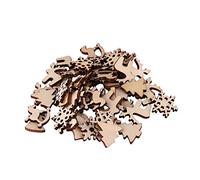 50Pcs Christmas Wooden Slices Discs Creative Tree Snowflake Star Hanging Ornaments Wooden Table Scatter DIY Craft Pieces Tags Christmas Wooden Ornaments Set Random Clever Design
