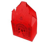 50pcs Church Laser Cut Favor Boxes Wedding Gift Candy Boxes Paper Bags with Romantic Castle European Design (Red)