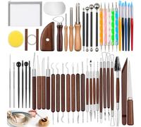 50PCS Clay Sculpting Tools Kit with Storage Bag, Pottery Sculpting Tools for Adult Beginners, Clay Modeling Tool Carving Kit for Pottery, Dotting, Molding, Shaping, Detailing (Redwood)