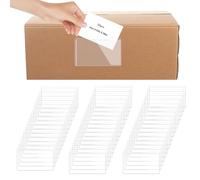 50Pcs Clear Adhesive Pockets Self Adhesive Index Card Holder 10 x 6cm Plastic Label Holders with Top Open Waterproof Business Card Holder Sleeves for Storage Boxes Library Office Bookshelf