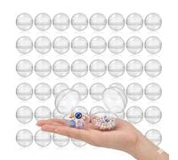 50Pcs Clear Plastic Gumball Capsules Machine, 2 Inch Round Toy Containers for Vending Machine, Easy-Open Egg SurpriseShells for DIY Crafts, Party Favors, Small Bead Storage Organizer