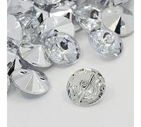 50pcs Clear Round 15mm Acrylic Crystal Rhinestone 1 Hole Sewing Buttons - Jewellery Bling, Knitting, Craft Making